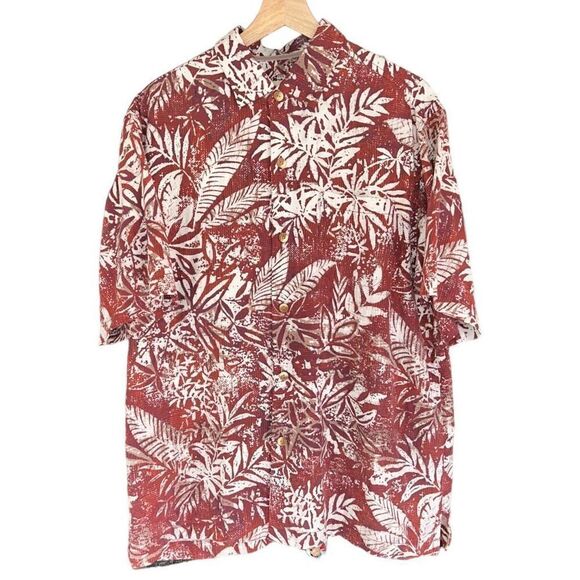 🐿️ Tommy Bahama Men Original Fit Silk Hawaiian Shirt Palm Print Size Medium - Picture 1 of 5